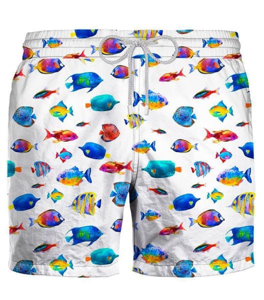Zeybra - Costume da bagno made in Italy bambino pesci 100% nylon veloce nell’asciugatura. Rete interna in nylon stretch comfort con trattamento antibatterico