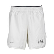 Pantaloncini da uomo EA7 in tessuto da uomo - antracite, un'ampia fascia elastica in vita adatta perfettamente i pantaloncini al corpo.