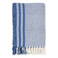 Bellissimo plaid Batela  in cotone nei toni del bianco e del blu. Qualità e calore per la tua casa. D7345