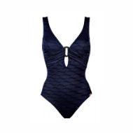 Maryan swimsuit: Costume da bagno scollato con coppe in schiuma e dettaglio di anello decorativo sul décolleté. Foderato.