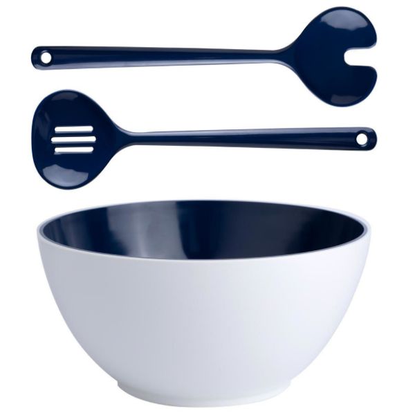 Insalatiera Marine Business, moderna, di linea raffinata, con posate per servire. (3Pz)