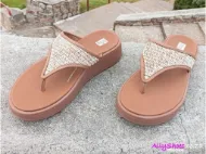 Fit Flop F-Mode Woven Raffia Flatform Toe-Post Sandals Donna