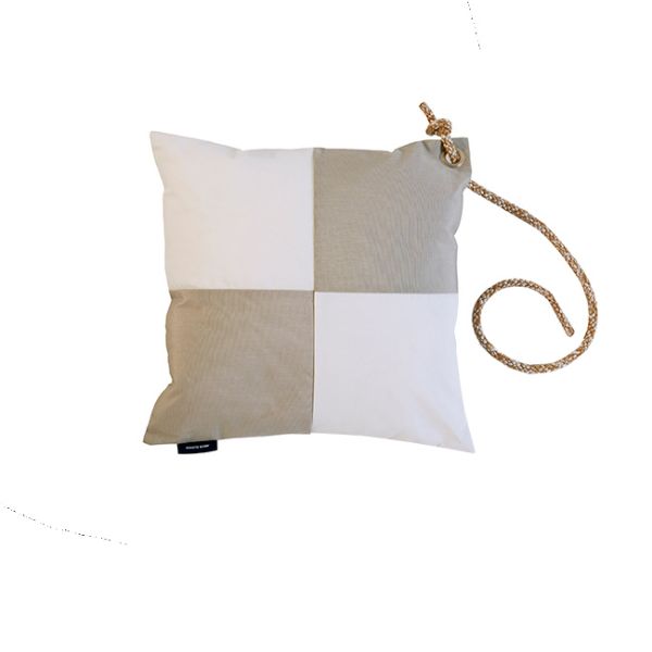 Cuscino Quadri Bianco-Grigio Con Cima