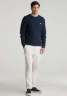 Gant Felpa in cotone micro texture e scollo a C Uomo