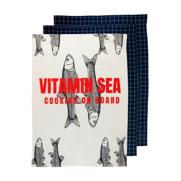 MB Asciugamani Da Cucina Vitamin Sea Blu set 3 pz